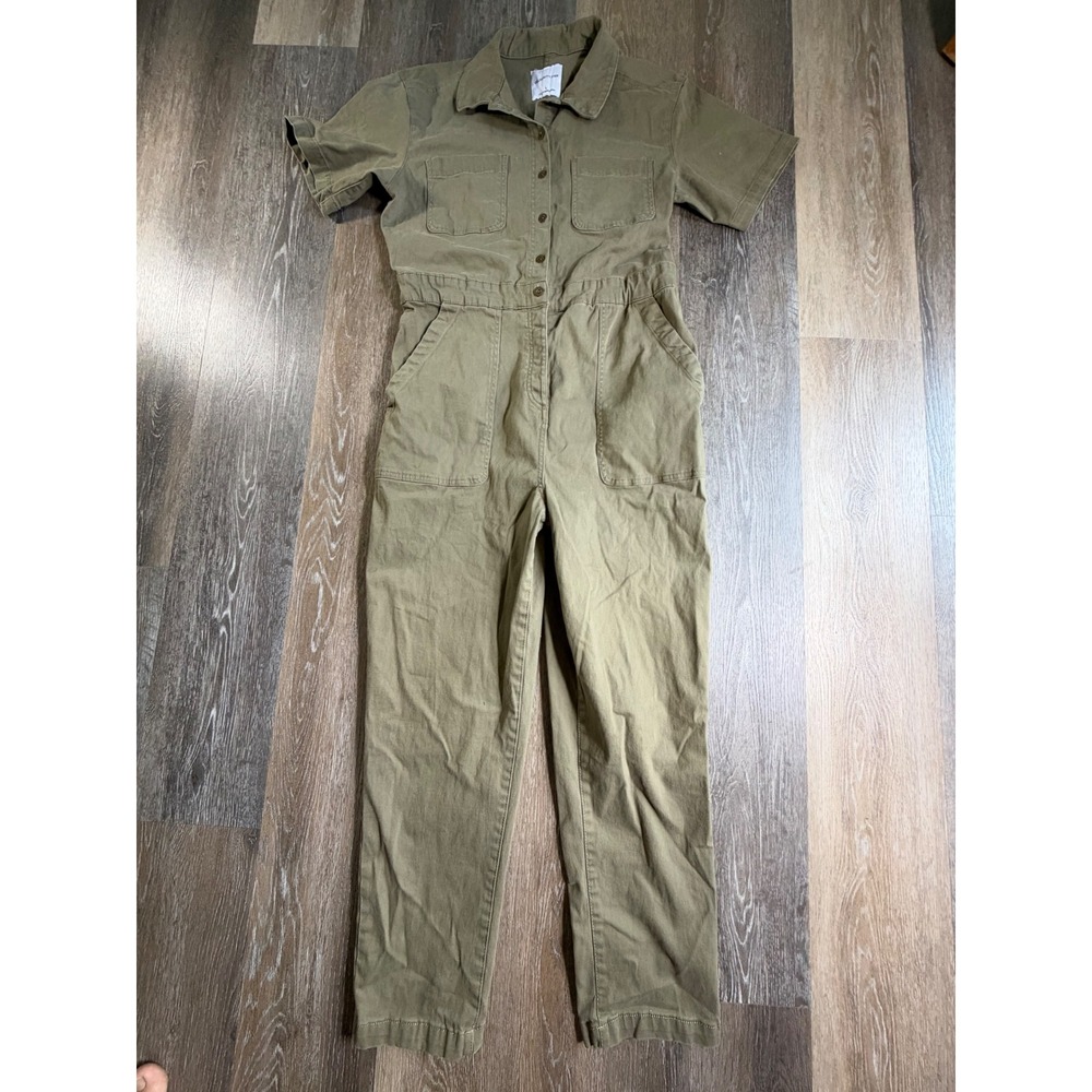Celebrity Pink Jumpsuit Womens Large Olive Green Utility Short Sleeve Coverall